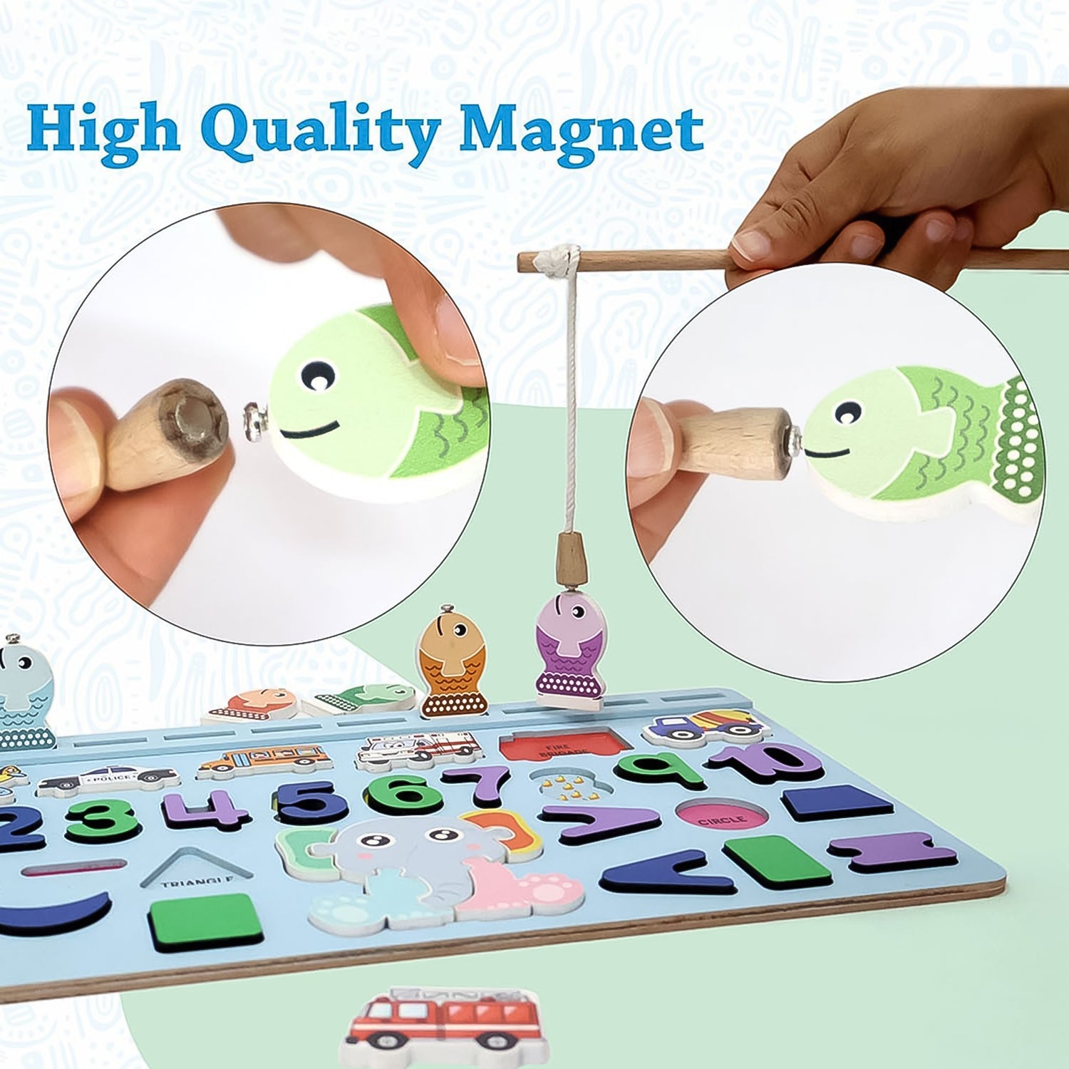 Wooden Number Puzzle Match Board and magnetic rod Wooden Number Puzzle Match Board and magnetic rod